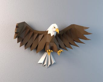 Eagle papercraft PDF SVG DIY template wall decor dxf cameo