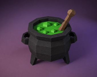 Witch Cauldron Papercraft DIY | Halloween decor | PDF, SVG | Crcicut