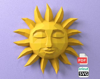 Sun wall decor papercraft | PDF,SVG | DIY Printable Template | Cricut