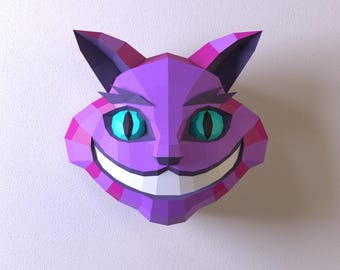 Cheshire Cat head Papercraft | PDF,SVG | Printable Template | wall decor