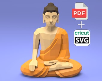 Buddha papercraft | PDF, SVG | DIY Printable Template | Cricut | 3D low loy sculptue