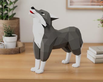 Wolf papercraft (PDF,SVG) | printable template | 3D sculpture