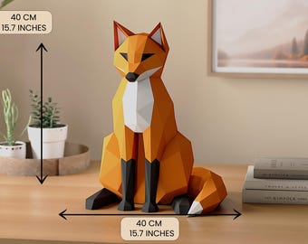 Fox Papercraft Template, Low Poly 3D Paper Craft Animal, Printable