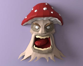 Mushroom Sculpture Papercraft DIY Wall decor | PDF, SVG | Printable Template