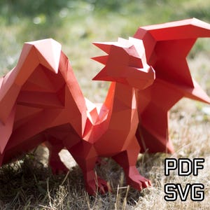 Silhouette cameo del modello PDF SVG fai da te in carta per drago