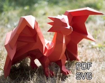 Dragon DIY papercraft PDF SVG template silhouette cameo