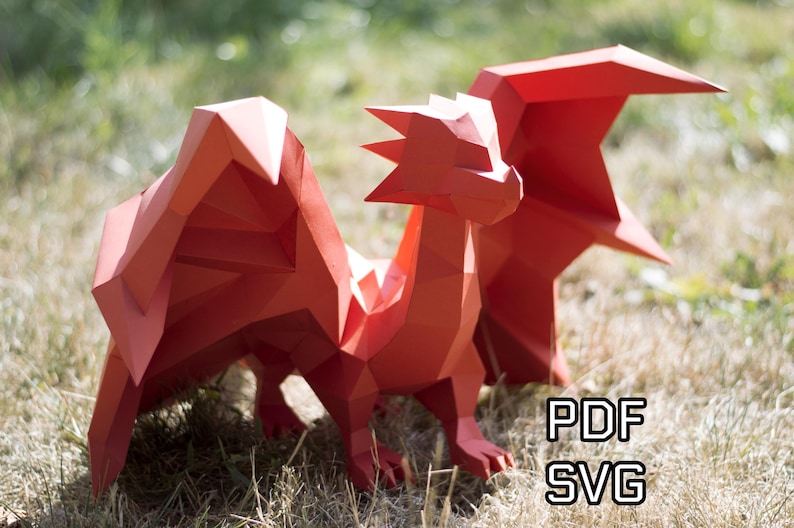 Dragon Papercraft (PDF+SVG) Printable | DIY 3d Low Poly Sculpture - Etsy