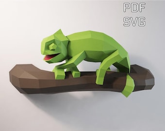 Chameleon papercraft DIY PDF SVG wall decor