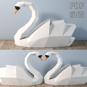 Modello PDF SVG fai da te di carta cigno scultura 3d cricut
