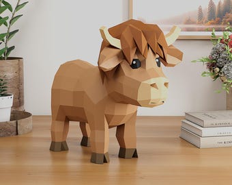 Highland Cow papercraft | PDF,SVG | DIY Printable Template | Cricut