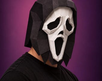 Halloween Mask Ghost Face Papercraft Template, PDF & SVG, Printable 3D Paper Mask, DIY Costume, Cricut Template