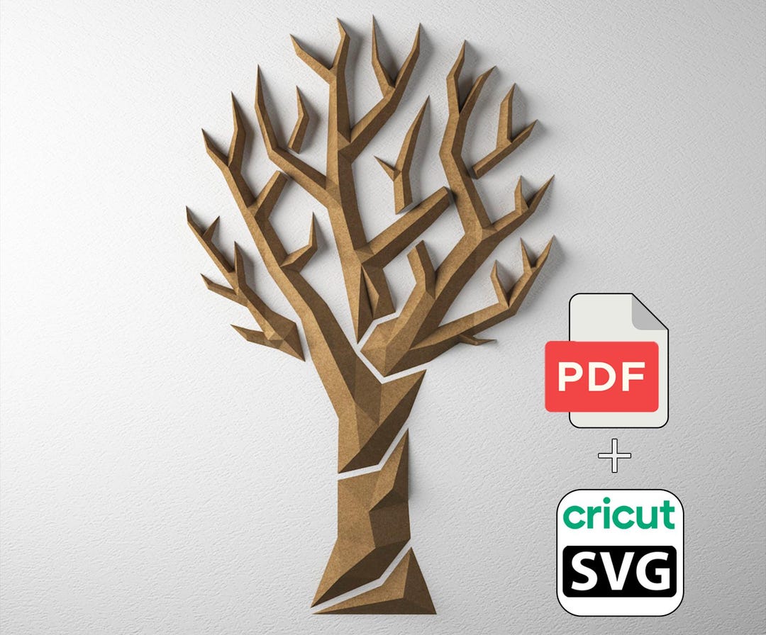 Tree Papercraft DIY PDF Template Wall Deocor 3d Low Poly Sculpture - Etsy