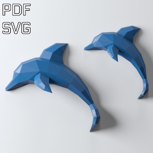 Delfino Papercraft PDF SVG modello fai da te decorazione da parete cricut
