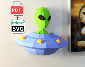 Alien UFO Fliegende Untertasse DIY Papercraft PDF-Vorlage 3D