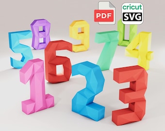 Numbers papercraft DIY | PDF,SVG | Printable Template 3D