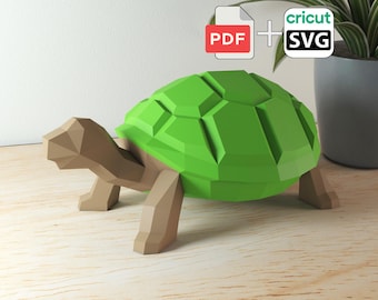 Turtle papercraft | PDF + SVG | printable template | DIY paper sculpture