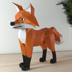 Fox papercraft PDF template DIY DXF cameo