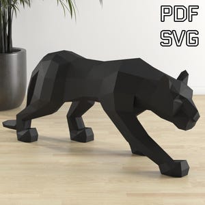 Panther Puma papercraft PDF template silhouette cameo