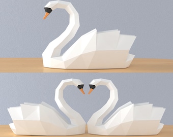 Swan papercraft DIY PDF template 3d sculpture