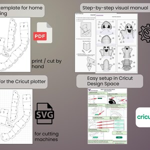 May include: A digital craft kit featuring a PDF template for hand cutting, a step-by-step visual assembly manual, and an SVG file for Cricut plotters. The set includes instructions for setup in Cricut Design Space to create a paper ghost figure.