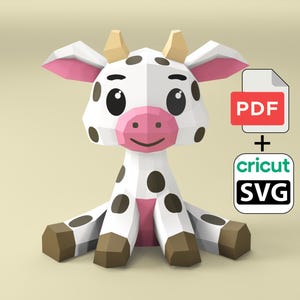 Modelo de vaca em papel (PDF + SVG) para imprimir | Cricut