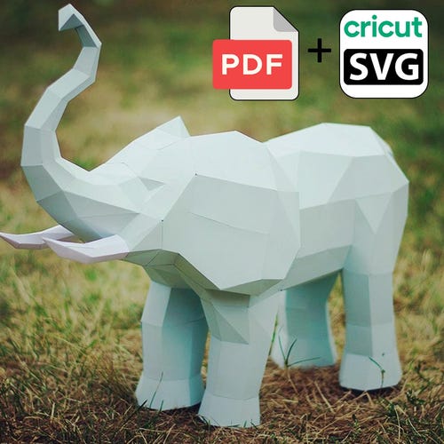 elefante Modello PDF per creazione di carta fai-da-te con