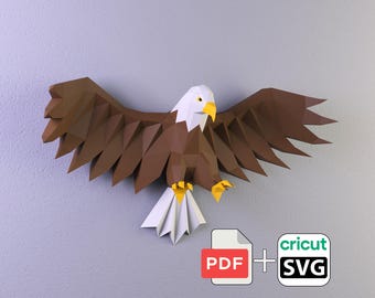 Eagle Papercraft Template (PDF + SVG) – DIY Paper Sculpture