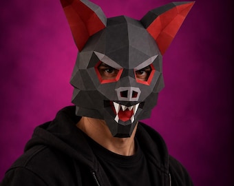 Bat mask papercraft template | Halloween mask | PDF, SVG | DIY