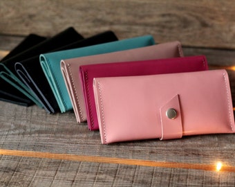 Cartera de cuero para mujer, cartera de cuero para mujer, cartera de cuero para mujer, cuero de cartera para mujer, embrague de cuero personalizado