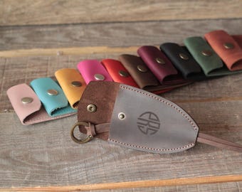 Custom Logo Leather Keychain – Engraved Key Holder, Corporate Gift, Handmade Genuine Leather Key Fob