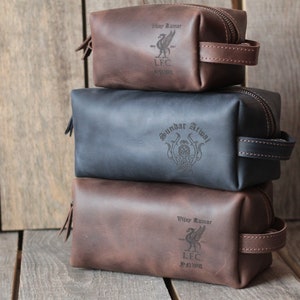 Men&#39;s Leather Dopp Kit, Personalized Groomsman Gift, Men&#39;s Leather Accessory, Groomsmen Gift, Anniversary Gift for Man Birthday