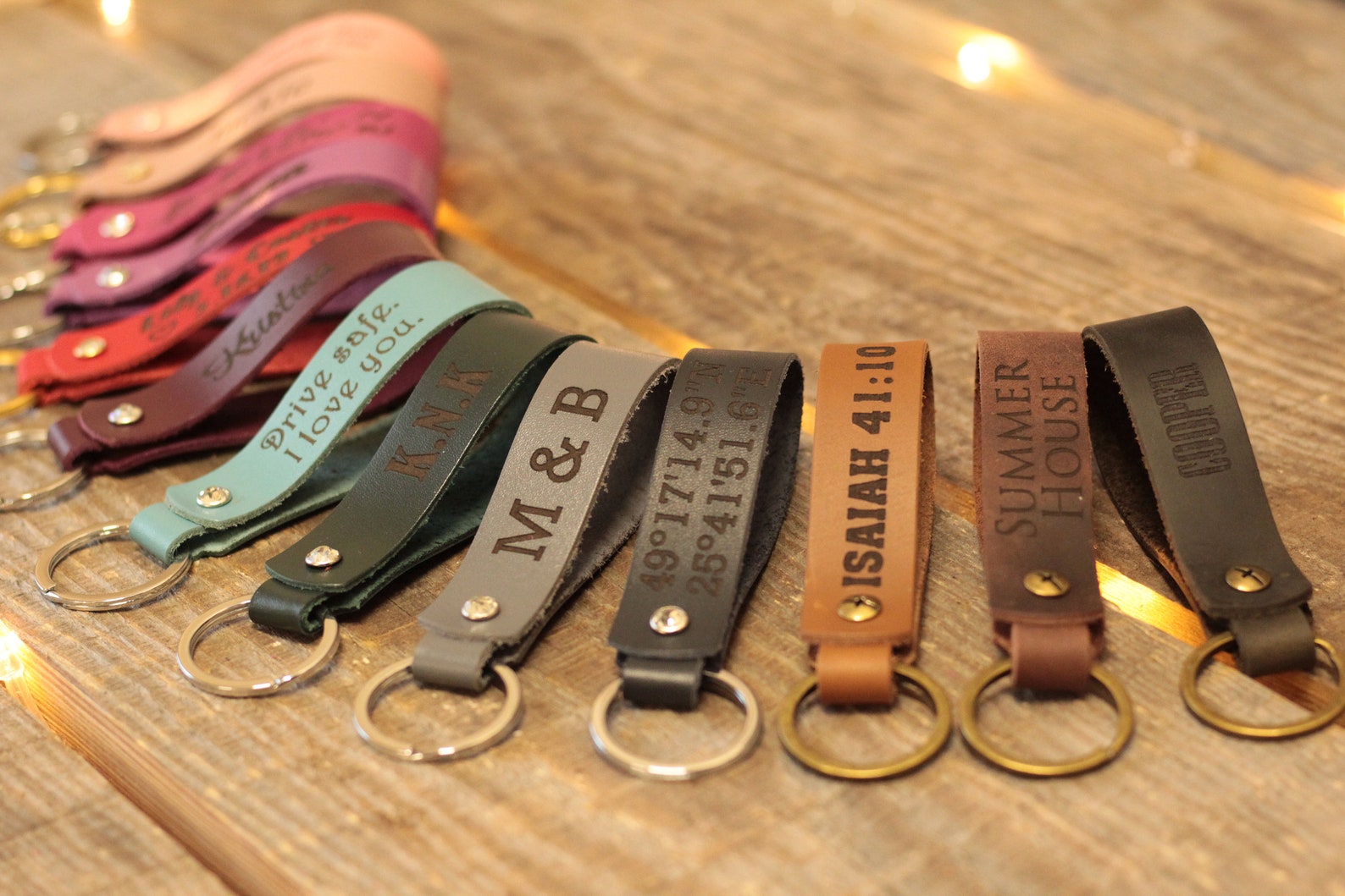 Leather Monogram Key Fob Men Key Ring Personalized Keychain Etsy