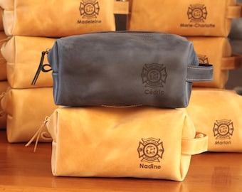 Personalized Leather Dopp Kit: Groomsmen Gift, Mens Toiletry Bag, Wedding Party Favor