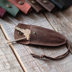 Personalization Leather key case Holder Pouch Keychain Key organizer