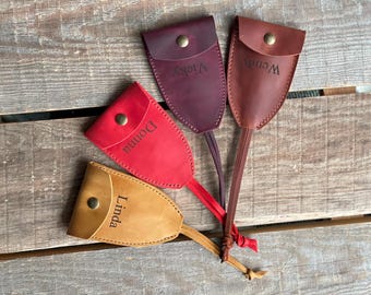 Personalized Leather Key Pouch: Handmade Key Organizer for Purse, Custom Engraved Schlüsseletui