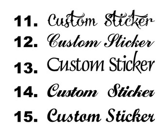 GLITTER SPARKLE Custom Text Font Wording Personal Stickers Decals fonts 71-80