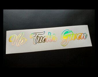 ZERO F*CKS GIVEN Sticker Silver Glitter Oil Slick Exclusive Decal Vinyl Jdm
