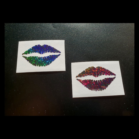 Lips Lipstick Kiss X2 Pair Rainbow Intense Glitter Sparkles Etsy