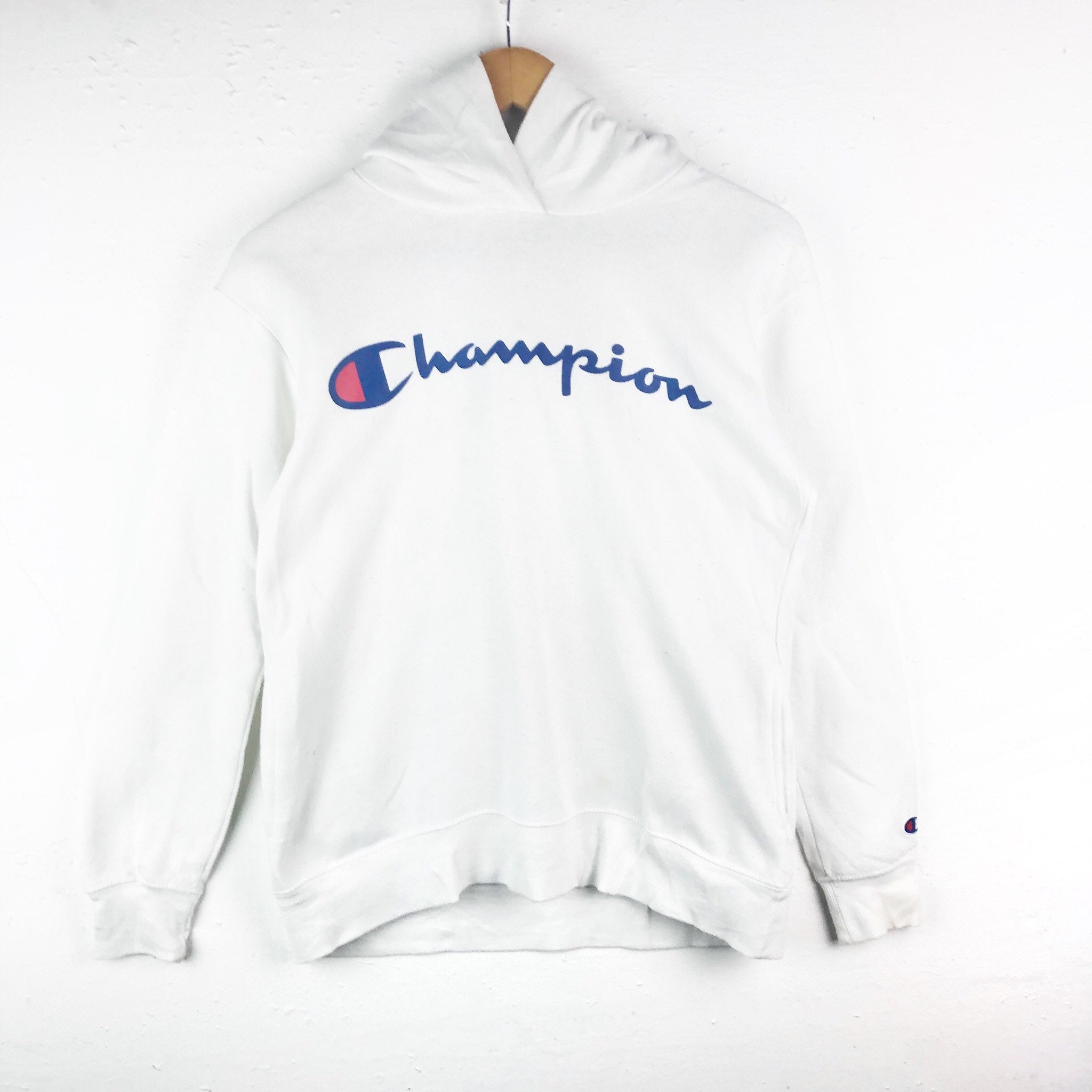 Champion Hoodie White colour Big Logo spell out Embroidery | Etsy