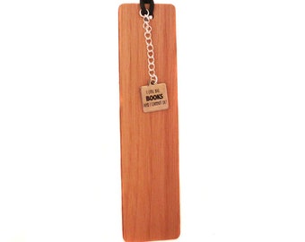 Wooden Bookmark with Stainless Steel “I Like Big Books And I Cannot Lie" Charm Book Lover Teacher Book Club Reader Gift