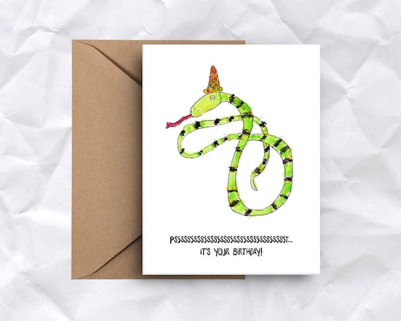 snake-birthday-card-reptile-birthday-card-funny-snake-card-etsy