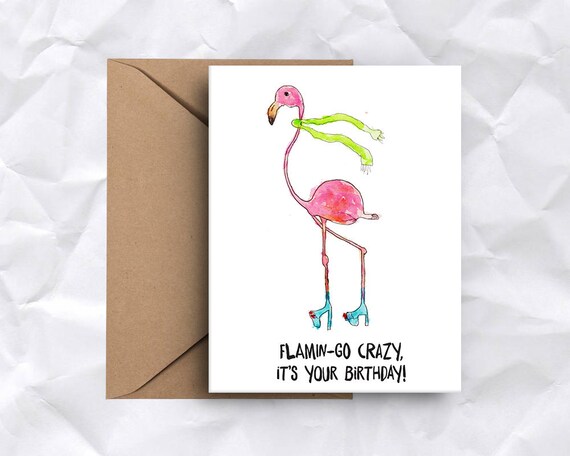 Flamingo Birthday Card Pink Flamingo Birthday Card for Her | Etsy