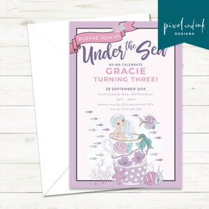 Sweet Mermaid Cove Teacup High Tea - Birthday invitation