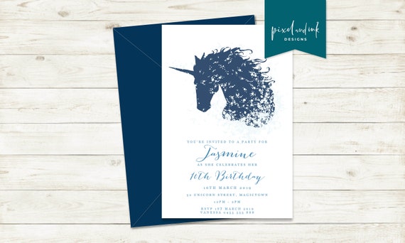 Unicorn Fading - Birthday invitation Il_570xn