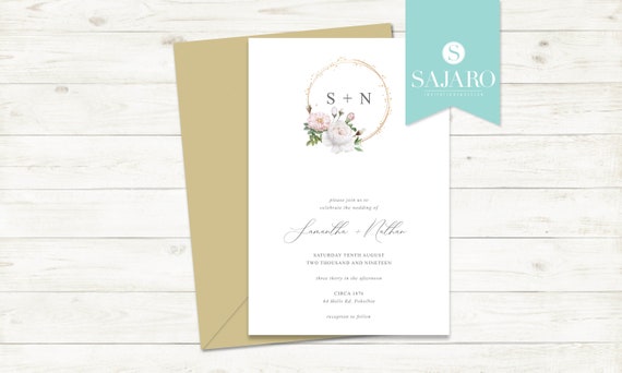 White Rose - Wedding invitation, wedding invitation set, water colour flower, flower bouquet Il_570xn