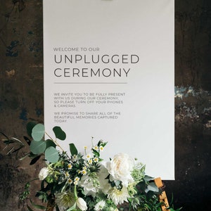 Minimalist Unplugged Ceremony Sign, Unplugged Wedding, Welcome To Our Unplugged Wedding Sign
