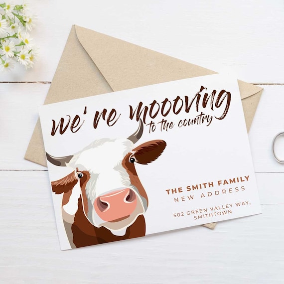 Moving Announcement Cards - Mooving to the Country - Personalised Il_570xn