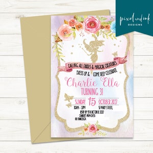 Fairy Gold Glitter - Birthday invitation
