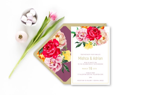Flower Bomb - Wedding invitation, wedding invitation set, flowers, floral, bouquet Il_570xn