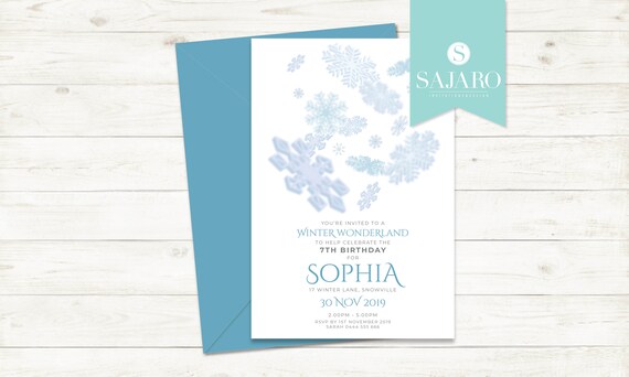 Frozen '3D Falling Snowflake' - Birthday Invitation Il_570xn